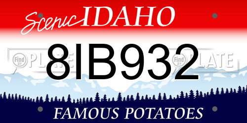 8IB932 Idaho License Plate
