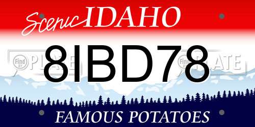 8IBD78 Idaho License Plate