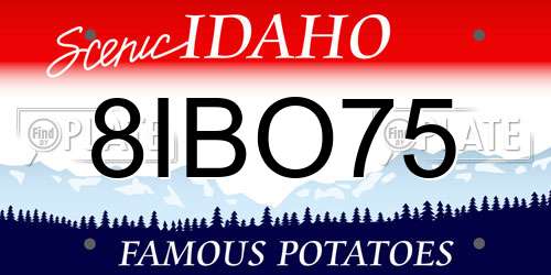 8IBO75 Idaho License Plate