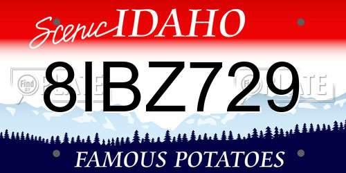 8IBZ729 Idaho License Plate