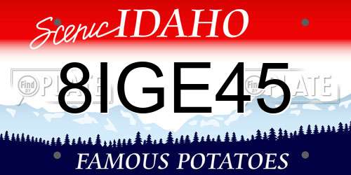 8IGE45 Idaho License Plate