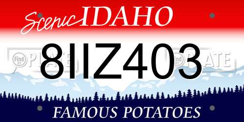 8IIZ403 Idaho License Plate