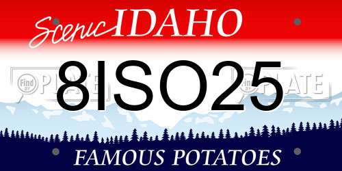 8ISO25 Idaho License Plate