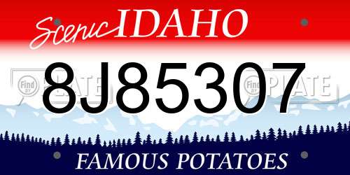 8J85307 Idaho License Plate