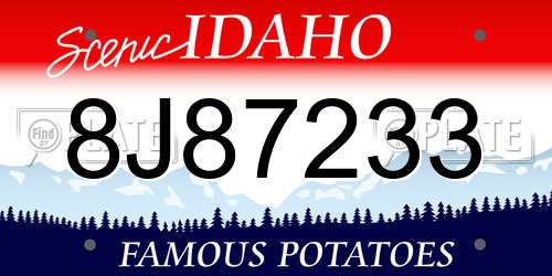 8J87233 Idaho License Plate