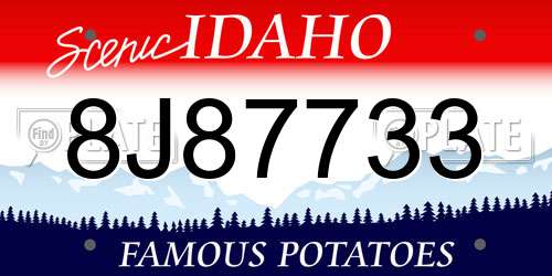 8J87733 Idaho License Plate