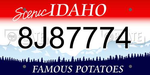 8J87774 Idaho License Plate