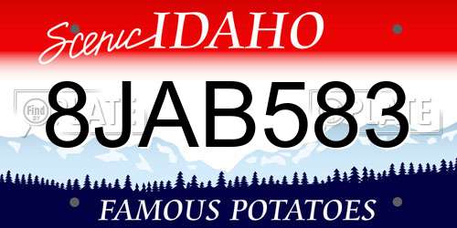 8JAB583 Idaho License Plate