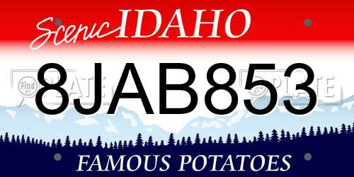 8JAB853 Idaho License Plate
