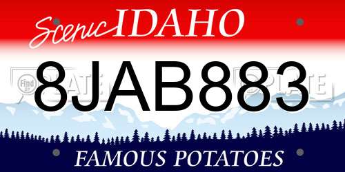 8JAB883 Idaho License Plate