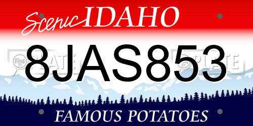8JAS853 Idaho License Plate