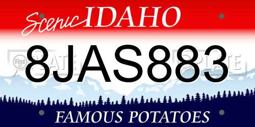 8JAS883 Idaho License Plate
