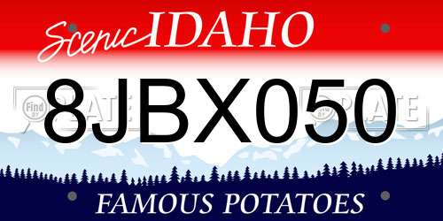 8JBX050 Idaho License Plate