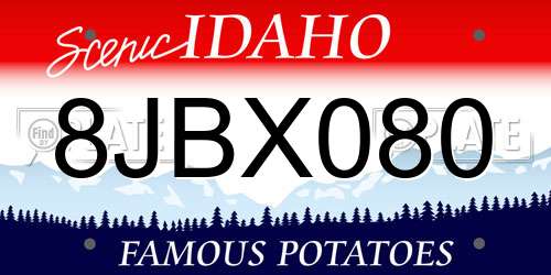 8JBX080 Idaho License Plate