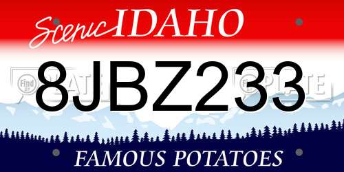 8JBZ233 Idaho License Plate