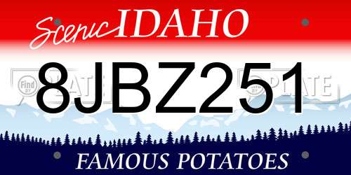 8JBZ251 Idaho License Plate