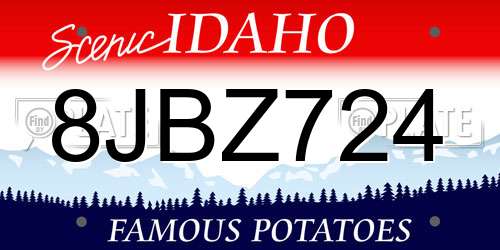8JBZ724 Idaho License Plate