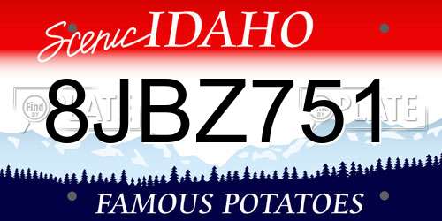 8JBZ751 Idaho License Plate