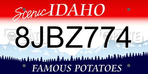 8JBZ774 Idaho License Plate
