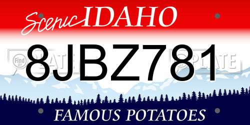 8JBZ781 Idaho License Plate