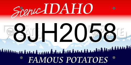 8JH2058 Idaho License Plate