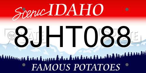 8JHT088 Idaho License Plate