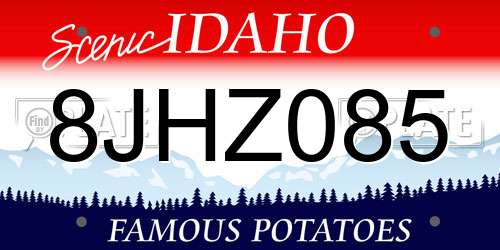 8JHZ085 Idaho License Plate