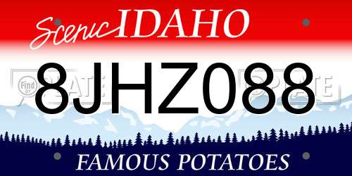 8JHZ088 Idaho License Plate