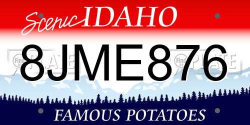 8JME876 Idaho License Plate