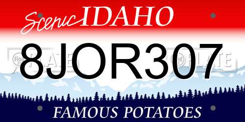 8JOR307 Idaho License Plate