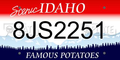 8JS2251 Idaho License Plate