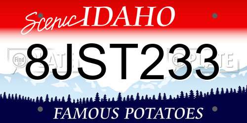 8JST233 Idaho License Plate