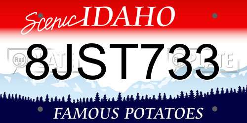 8JST733 Idaho License Plate
