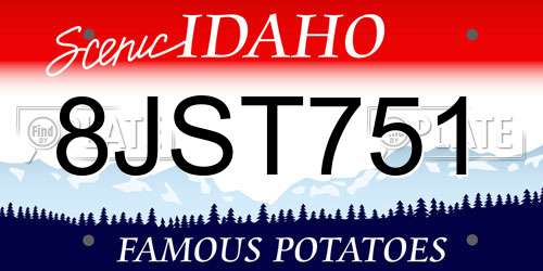 8JST751 Idaho License Plate