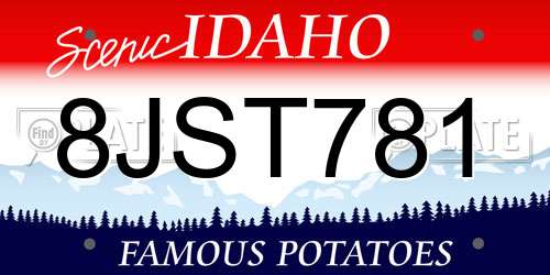 8JST781 Idaho License Plate