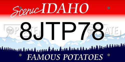 8JTP78 Idaho License Plate