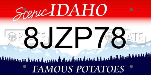 8JZP78 Idaho License Plate