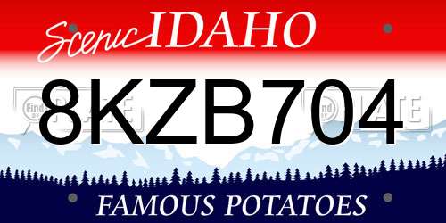 8KZB704 Idaho License Plate