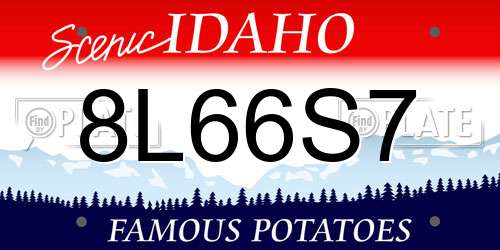 8L66S7 Idaho License Plate