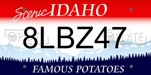 8LBZ47 Idaho License Plate