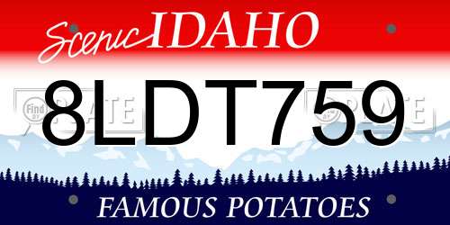 8LDT759 Idaho License Plate