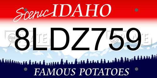 8LDZ759 Idaho License Plate