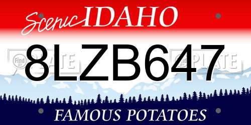 8LZB647 Idaho License Plate
