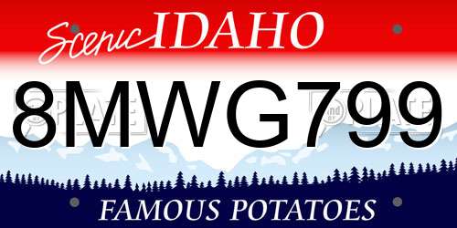 8MWG799 Idaho License Plate