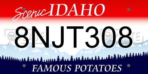 8NJT308 Idaho License Plate