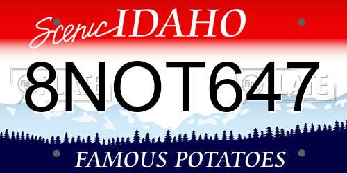8NOT647 Idaho License Plate