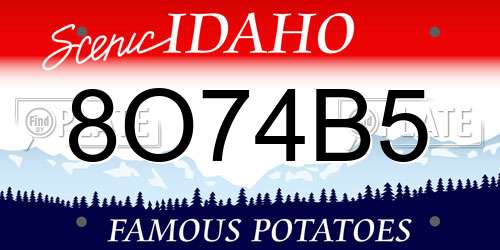 8O74B5 Idaho License Plate