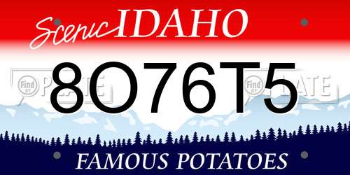 8O76T5 Idaho License Plate