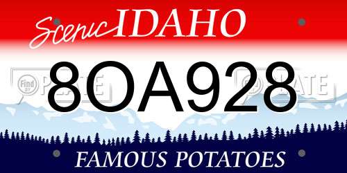 8OA928 Idaho License Plate