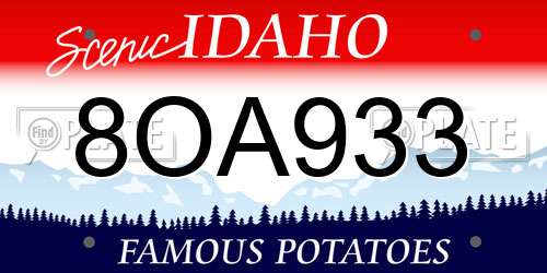 8OA933 Idaho License Plate